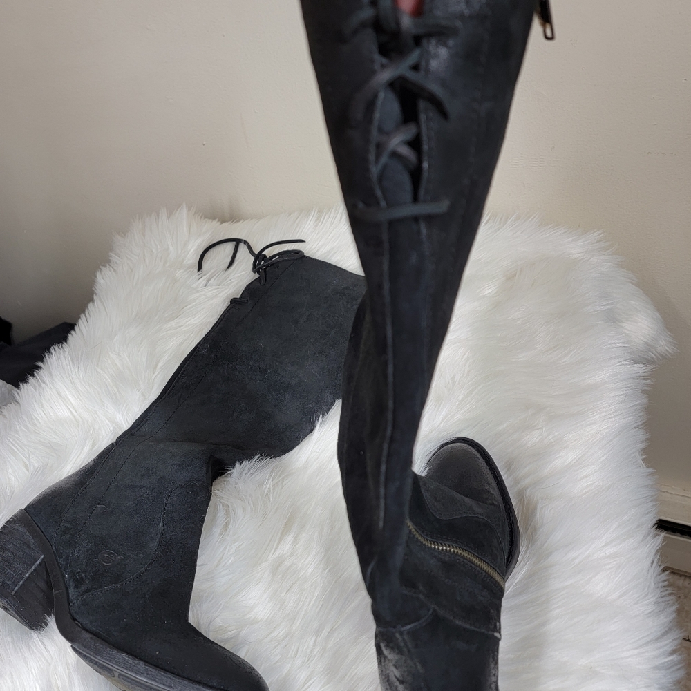 NWT Born Felicia leather tall boots gray zip up size 6 - Picture 4 of 7